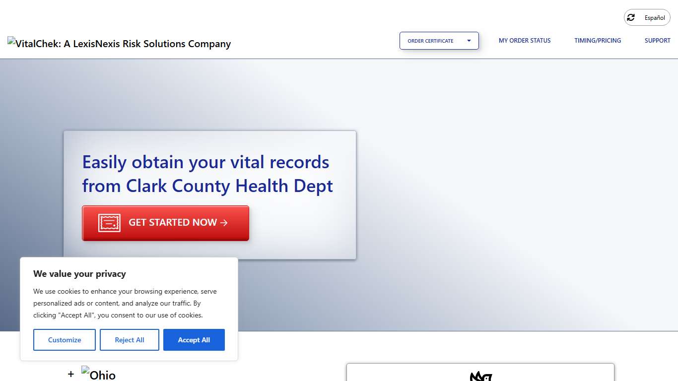 Clark County Health Dept (OH) Order Certificates - VitalChek